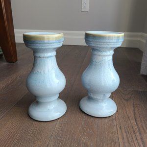 Ceramic light blue candle holders